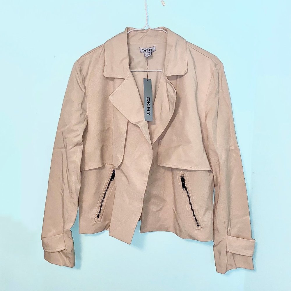 DKNY Tan Moto Safari Jacket